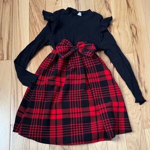 SHEIN Black and Red Plaid Kids Dress